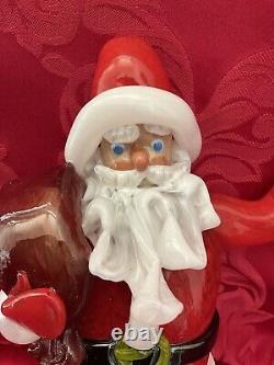 NEW FLAWLESS Stunning ZELEZNY BROD Glass Czech Bohemian 9.5 SANTA CLAUS Figure