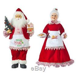 NEW Raz Set of 2 Santa and Mrs Claus Kringle Candy Company Christmas Figures