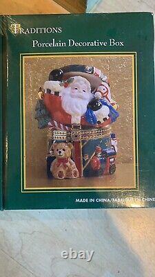 NEW Traditions Christmas Hinge Porcelain Decorative Trinket Box NIB Factory Seal