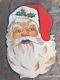 Nos Antique Vintage 1940's Santa Claus Face Embossed Diecut Cardboard Decoration