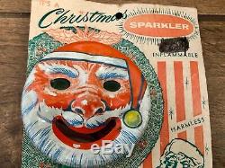 NOS Vintage Hale-Nass Santa Claus Face Mechanical Christmas Sparkler Toy #457