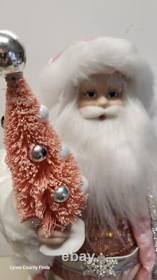 Neiman Marcus Pink Blush Standing Santa Claus Figure. New In Box
