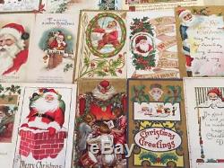Nice Huge Lot of 87 SANTA CLAUS Antique Christmas Postcards-Vintage Santa