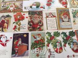 Nice Huge Lot of 87 SANTA CLAUS Antique Christmas Postcards-Vintage Santa