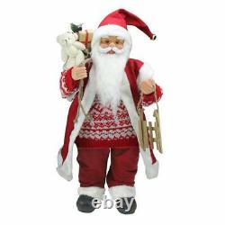 Northlight 24 Red and White Country Twist Standing Santa Claus Christmas Figure