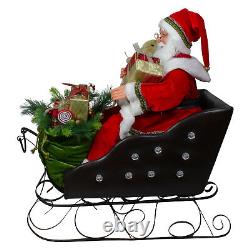 Northlight 32 Jolly Santa Claus in a Black and Jewel Sleigh Christmas Figure