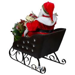 Northlight 32 Jolly Santa Claus in a Black and Jewel Sleigh Christmas Figure