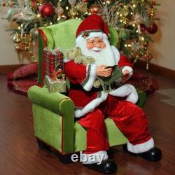 Northlight 32 Jolly Santa Sitting in Green Arm Chair Christmas Figure Decor