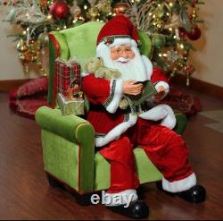 Northlight 32 Jolly Santa Sitting in Green Arm Chair Christmas Figure Decor EUC