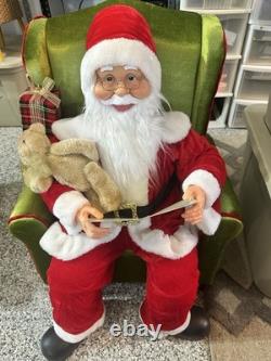 Northlight 32 Jolly Santa Sitting in Green Arm Chair Christmas Figure Decor EUC