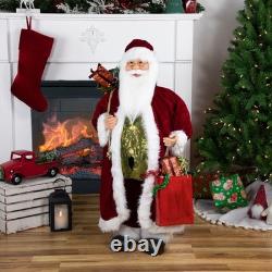 Northlight 36 Poinsettia Standing Santa Claus Figure Merry Christmas Gift Bag