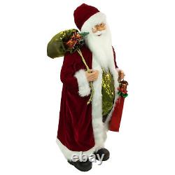 Northlight 36 Poinsettia Standing Santa Claus Figure Merry Christmas Gift Bag