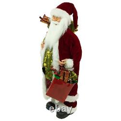 Northlight 36 Poinsettia Standing Santa Claus Figure Merry Christmas Gift Bag