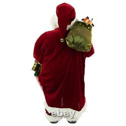 Northlight 36 Poinsettia Standing Santa Claus Figure Merry Christmas Gift Bag