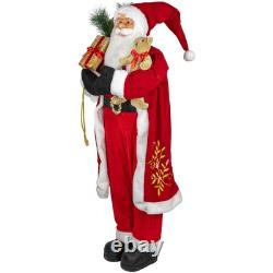 Northlight 4' Standing Santa Claus Christmas Figure Teddy Bear and Gift Sack