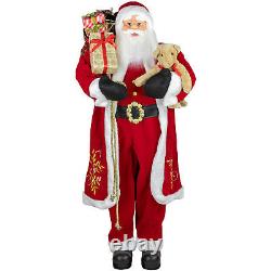 Northlight 5' Life-Size Standing Santa Christmas Figure Teddy Bear Gift Bag