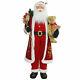 Northlight 5' Life-size Standing Santa Christmas Figure Teddy Bear Gift Bag