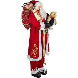 Northlight 5' Life-Size Standing Santa Christmas Figure Teddy Bear Gift Bag