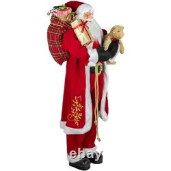 Northlight 5' Life-Size Standing Santa Christmas Figure Teddy Bear Gift Bag