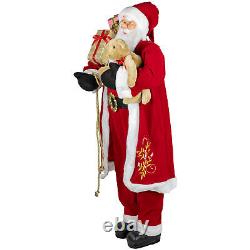 Northlight 5' Life-Size Standing Santa Christmas Figure Teddy Bear Gift Bag