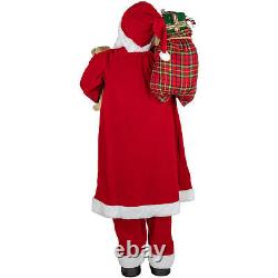 Northlight 5' Life-Size Standing Santa Christmas Figure Teddy Bear Gift Bag