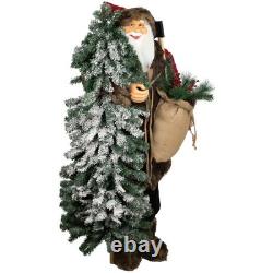 Northlight 5' St ing Woodl Santa Claus Christmas Figure with Flocked Alpine Tree