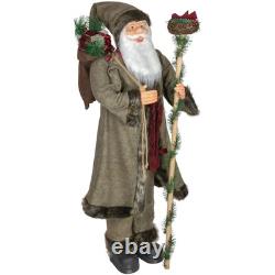 Northlight 51 Plush Standing Santa Claus Christmas Figure Gift Bag and Staff