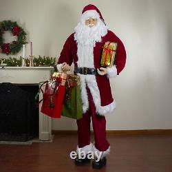 Northlight 6 Foot Life-Size Plush Christmas Santa Claus Figure with Presents