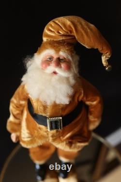 OOAK Vintage Whimsical Santa Claus St. Nick Gold Velvet Jester Hat Doll Figure