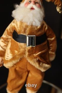 OOAK Vintage Whimsical Santa Claus St. Nick Gold Velvet Jester Hat Doll Figure
