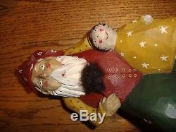 Old PAIGE P KOOSED Carved Wooden Santa Claus Elf on Shelf Figurine 10 Christmas