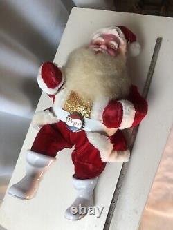 Old VintageStuffed Toy Santa Claus doll with rubber face & plush/Pepsi Belt 14