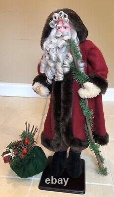 Old World Santa Claus Father Christmas Doll Figurine 27 with Sack & Stick