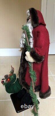 Old World Santa Claus Father Christmas Doll Figurine 27 with Sack & Stick