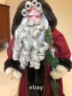 Old World Santa Claus Father Christmas Doll Figurine 27 with Sack & Stick