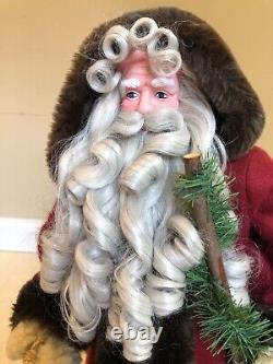 Old World Santa Claus Father Christmas Doll Figurine 27 with Sack & Stick