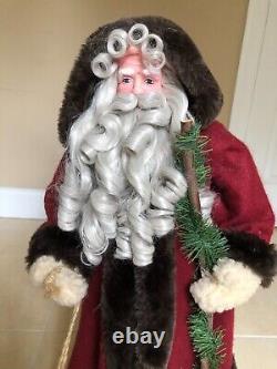 Old World Santa Claus Father Christmas Doll Figurine 27 with Sack & Stick