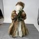 Old World Santa Claus Figure Real Fur Rabbit Coat Folk Art Christmas 24