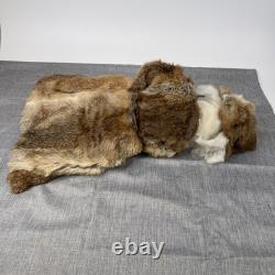 Old World Santa Claus Figure Real Fur Rabbit Coat Folk Art Christmas 24