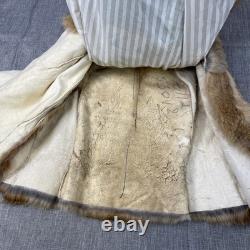 Old World Santa Claus Figure Real Fur Rabbit Coat Folk Art Christmas 24
