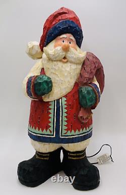 Old World Santa Lighted Fiber Optic Color Changing Resin Sculpture by Puleo 20