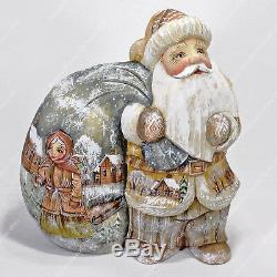 Old World Style Santa Claus Statue Christmas Russian Hand Carved Wooden Figure