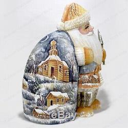 Old World Style Santa Claus Statue Christmas Russian Hand Carved Wooden Figure