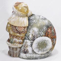 Old World Style Santa Claus Statue Christmas Russian Hand Carved Wooden Figure