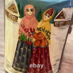 Ornate Wood Hand Made Russian Santa Claus Statue Figure Signed Folk Art Vintage