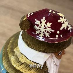 Ornate Wood Hand Made Russian Santa Claus Statue Figure Signed Folk Art Vintage