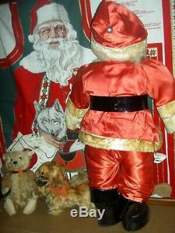 Oversize 30 Antique vintage cloth SANTA CLAUS doll store display figure c1930s