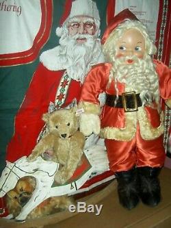 Oversize 30 Antique vintage cloth SANTA CLAUS doll store display figure c1930s