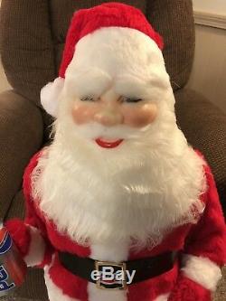 Pepsi Cola Santa Claus Store Display Stuffed Figure With Crystal Pepsi Can