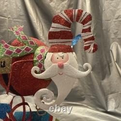 Pier 1 One VTG SANTA CLAUS BOBBLE FLY OVER PRESENT GLITR Figurine 13.5 HTF VGUC